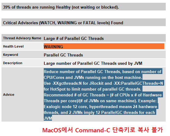 드래그한 텍스트 복사 불가